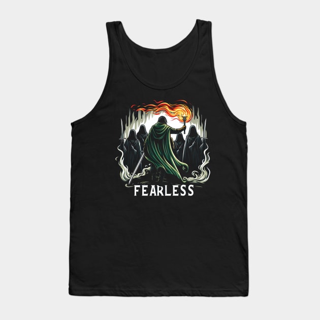 Fearless - A Lone Warrior Fights Shadowy Wraiths - Fantasy Tank Top by Fenay-Designs